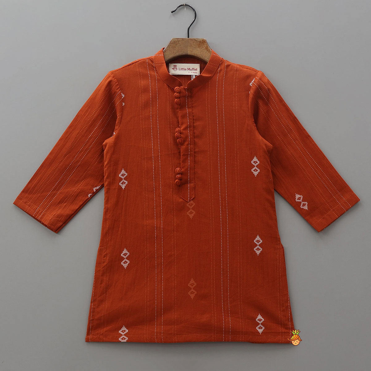 Pre Order: Front Placket Printed Ethnic Kurta And Pyjama