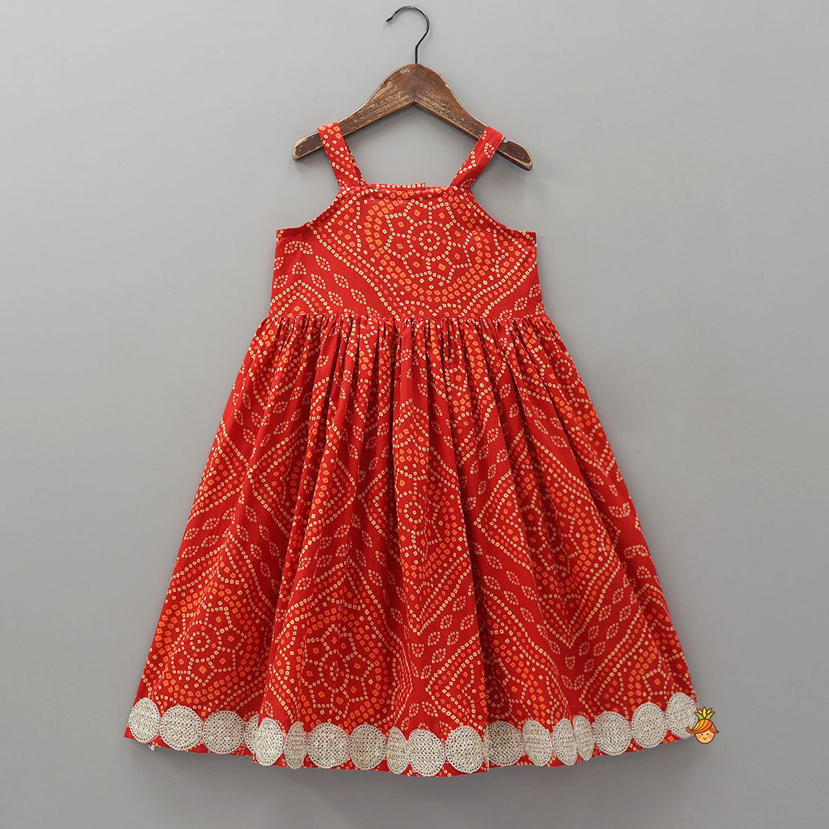Pre Order: Bandhani Print Gota Lace Detailed Kurti With Jacket