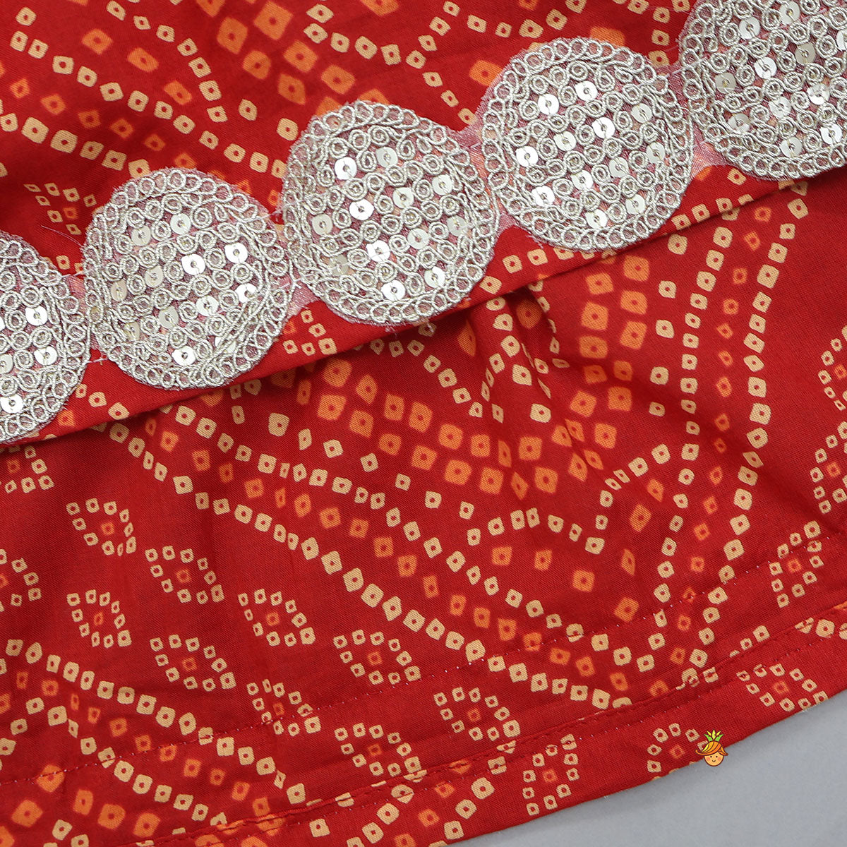 Pre Order: Bandhani Print Gota Lace Detailed Kurti With Jacket
