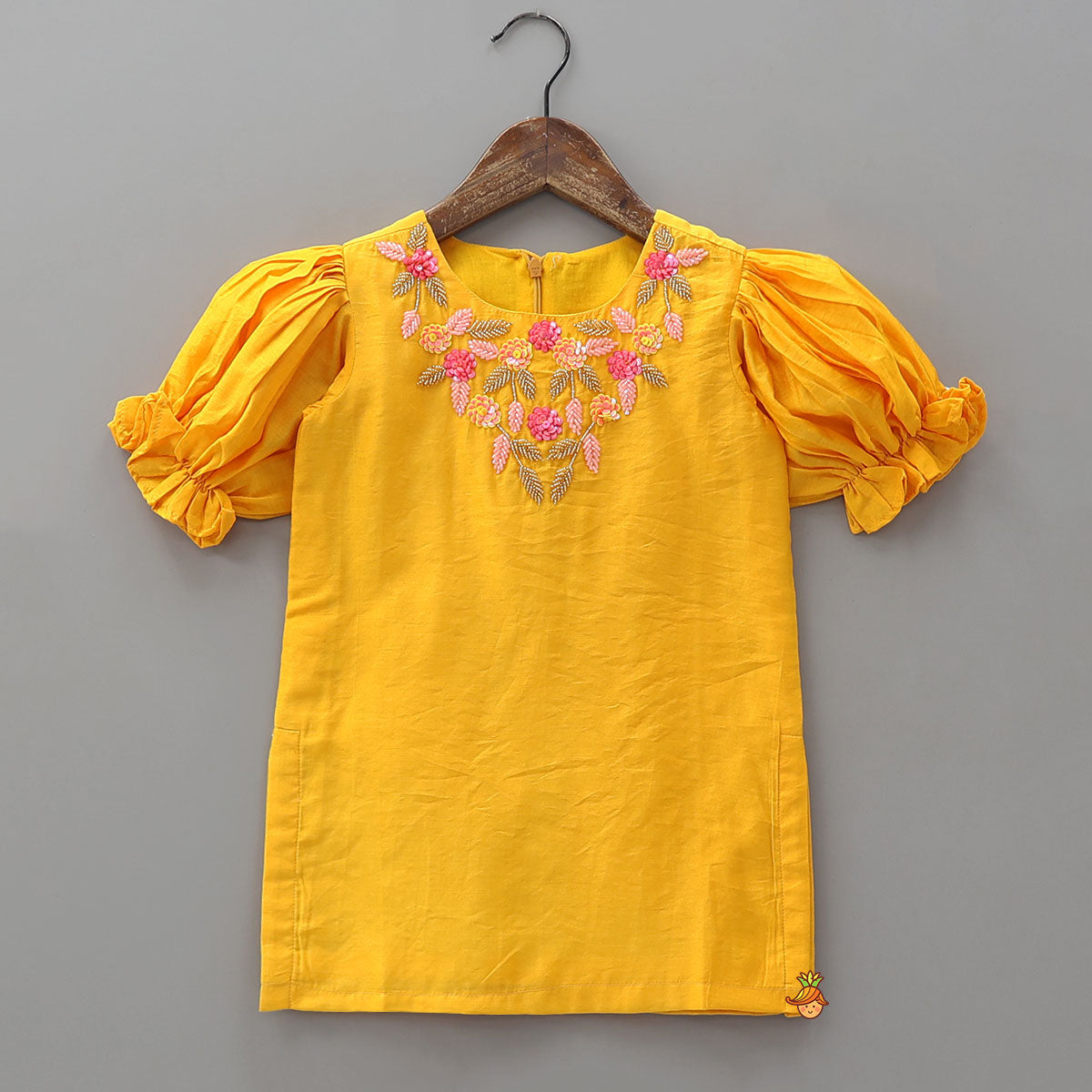 Pre Order: Elegant Handcrafted Kurti With Salwar And Dual Tone Dupatta