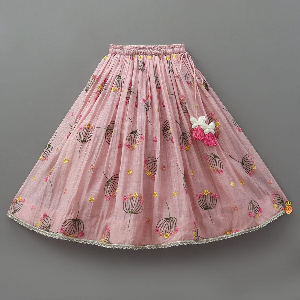 Pre Order: Thread Embroidered Crop Top And Lehenga