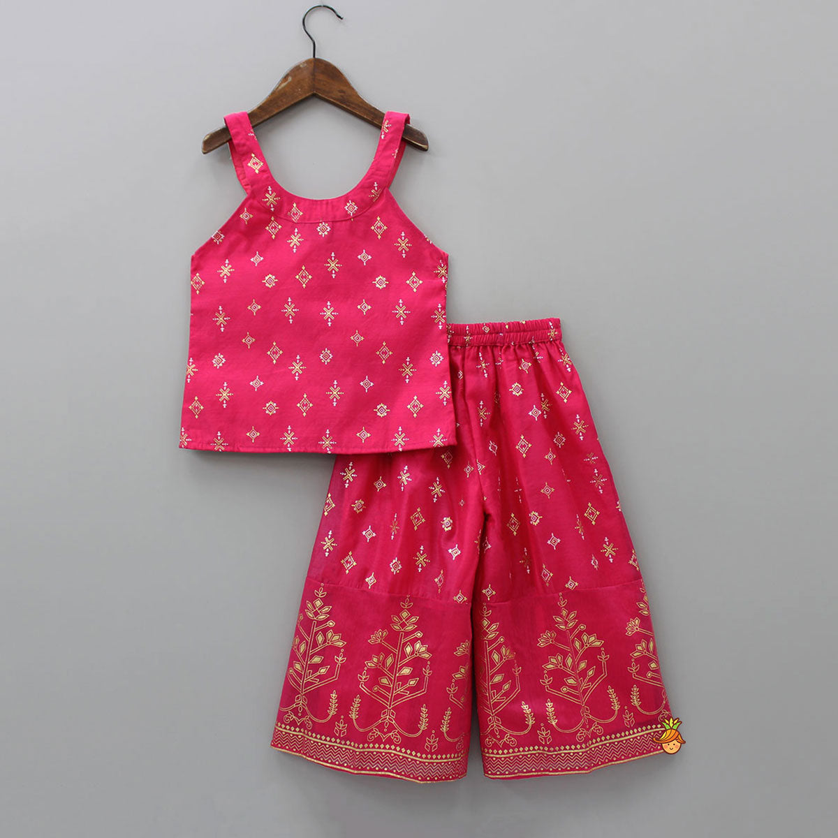 Foil Printed And Abhla Work Stylish Top With Palazzo