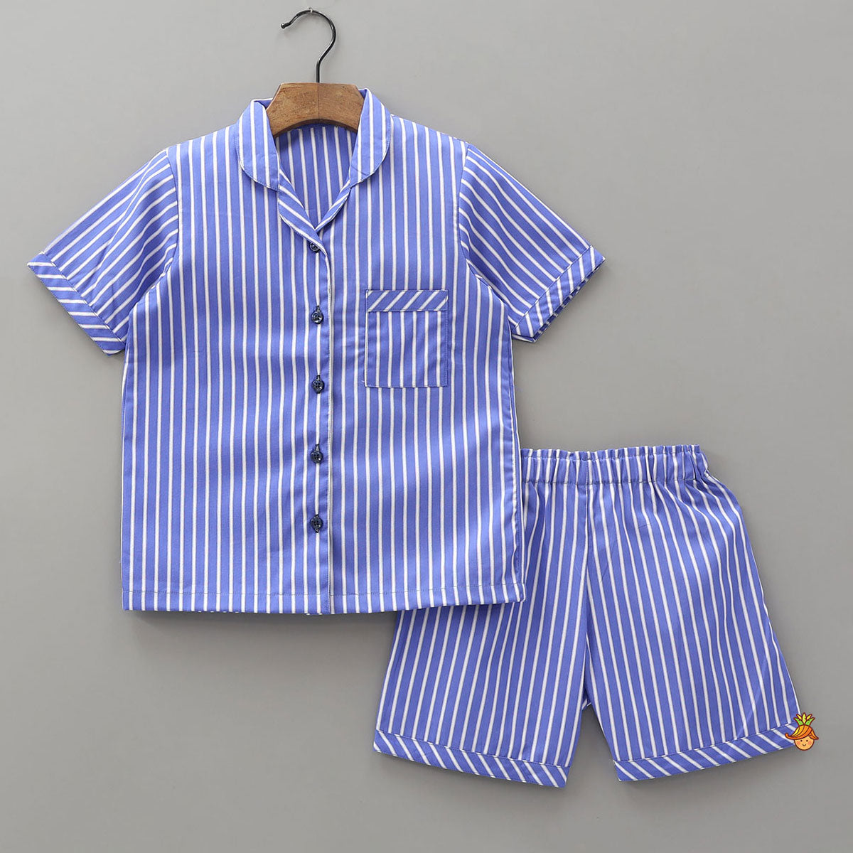 Pre Order: Classic Striped Top And Shorts Sleepwear Set