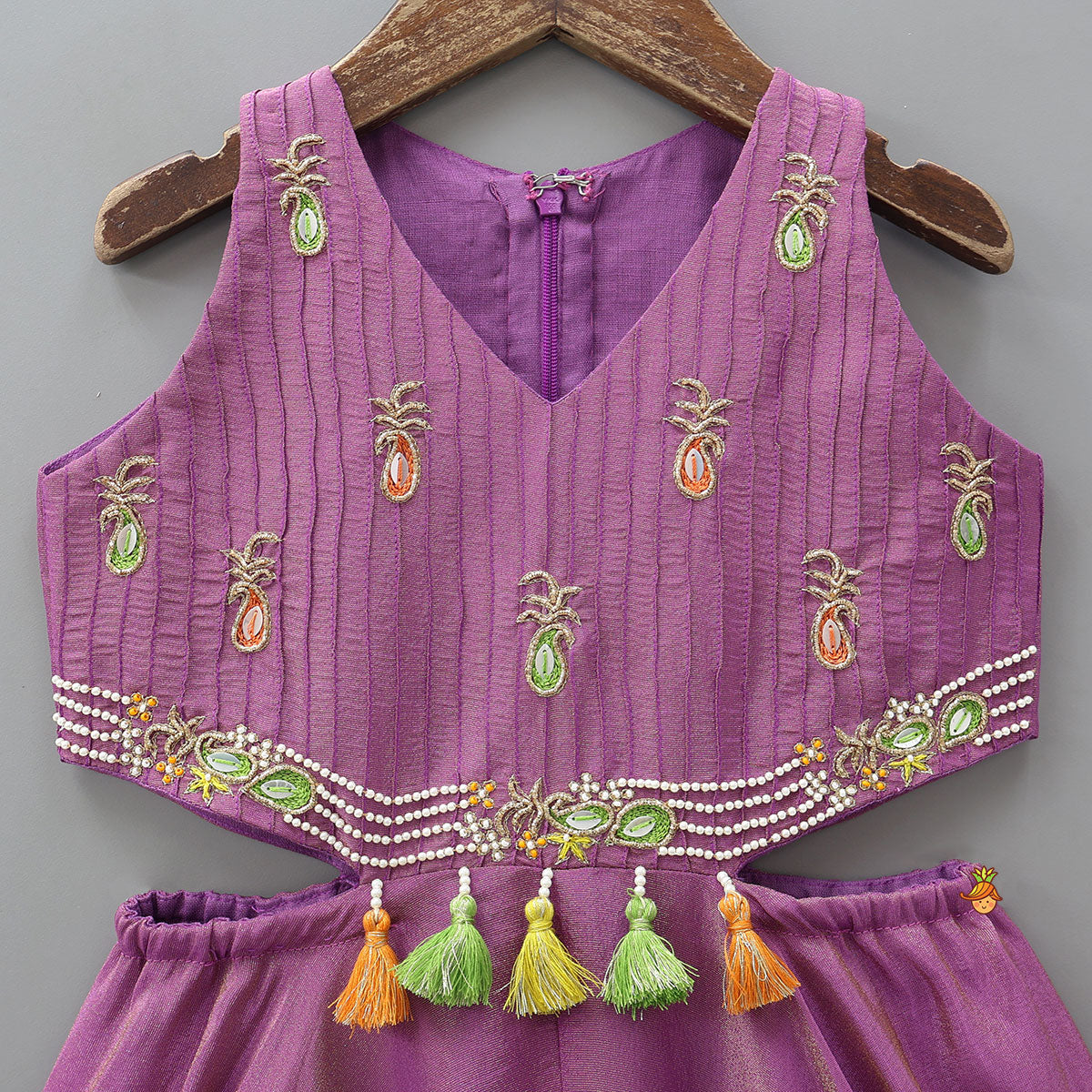 Pre Order: Pineapple Hand Embroidered Shimmery Jumpsuit