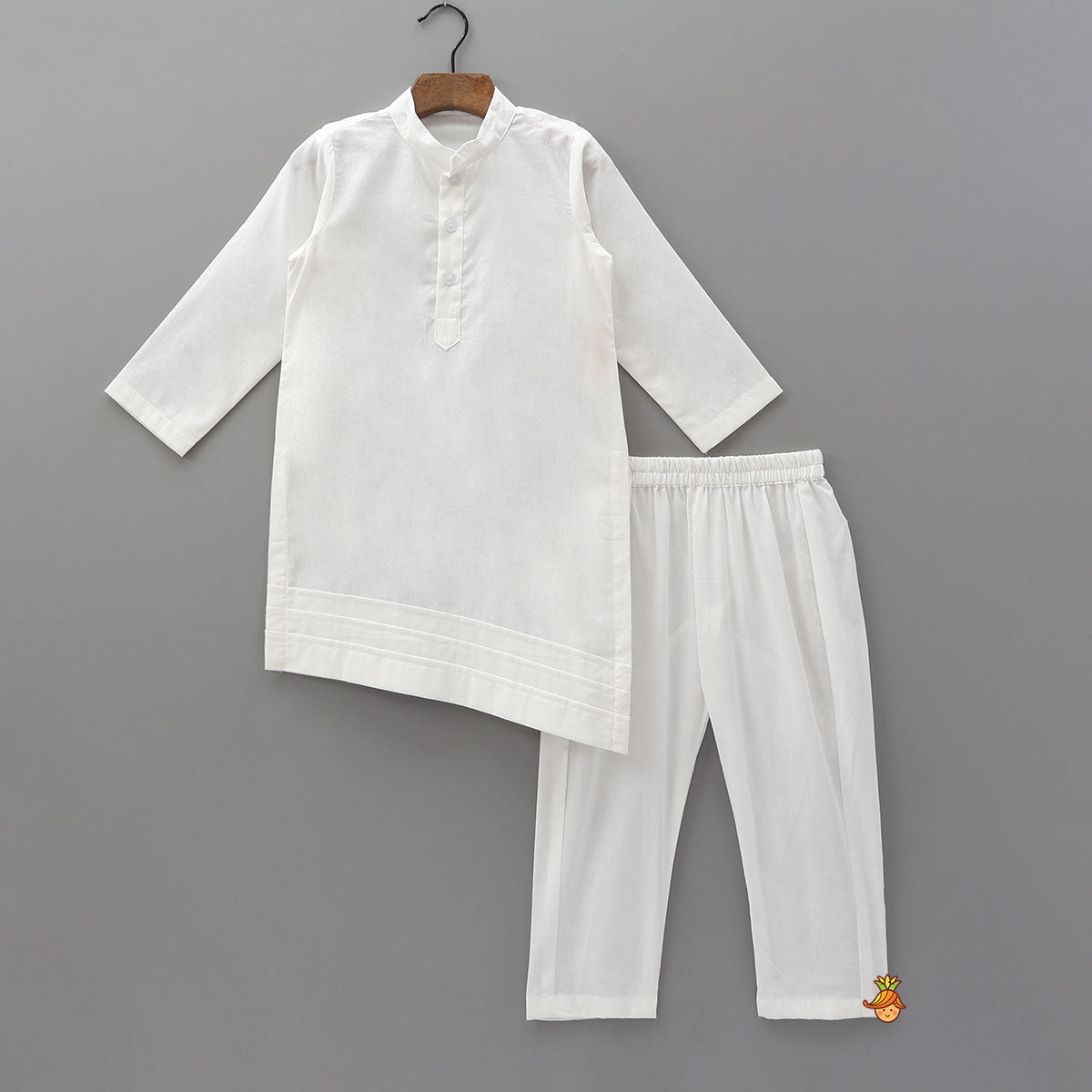 Pre Order: Asymmetric Kurta With Polka Dot Printed Jacket And Pyjama