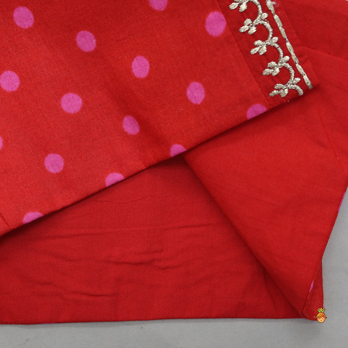 Pre Order: Asymmetric Kurta With Polka Dot Printed Jacket And Pyjama