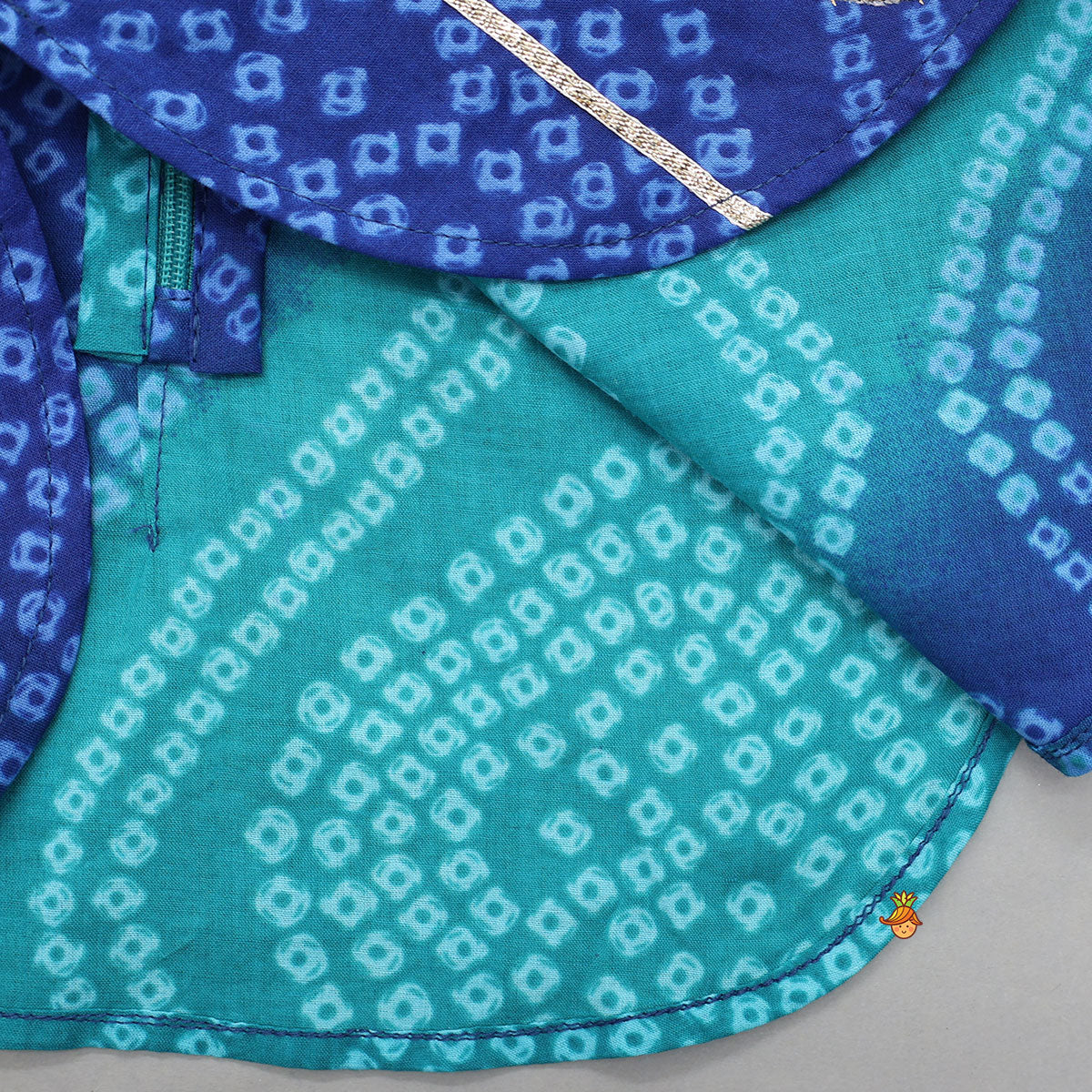 Pre Order: Dual Tone Bandhani Printed Top And Salwar Style Pant With Dupatta