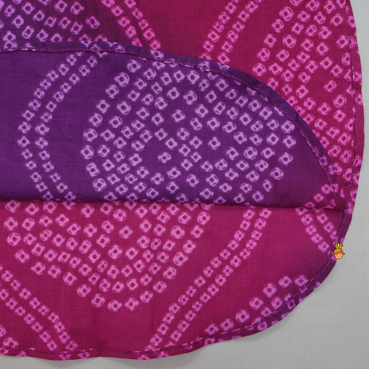 Pre Order: Collar Neck Bandhani Printed Elegant Kurta And Patiala