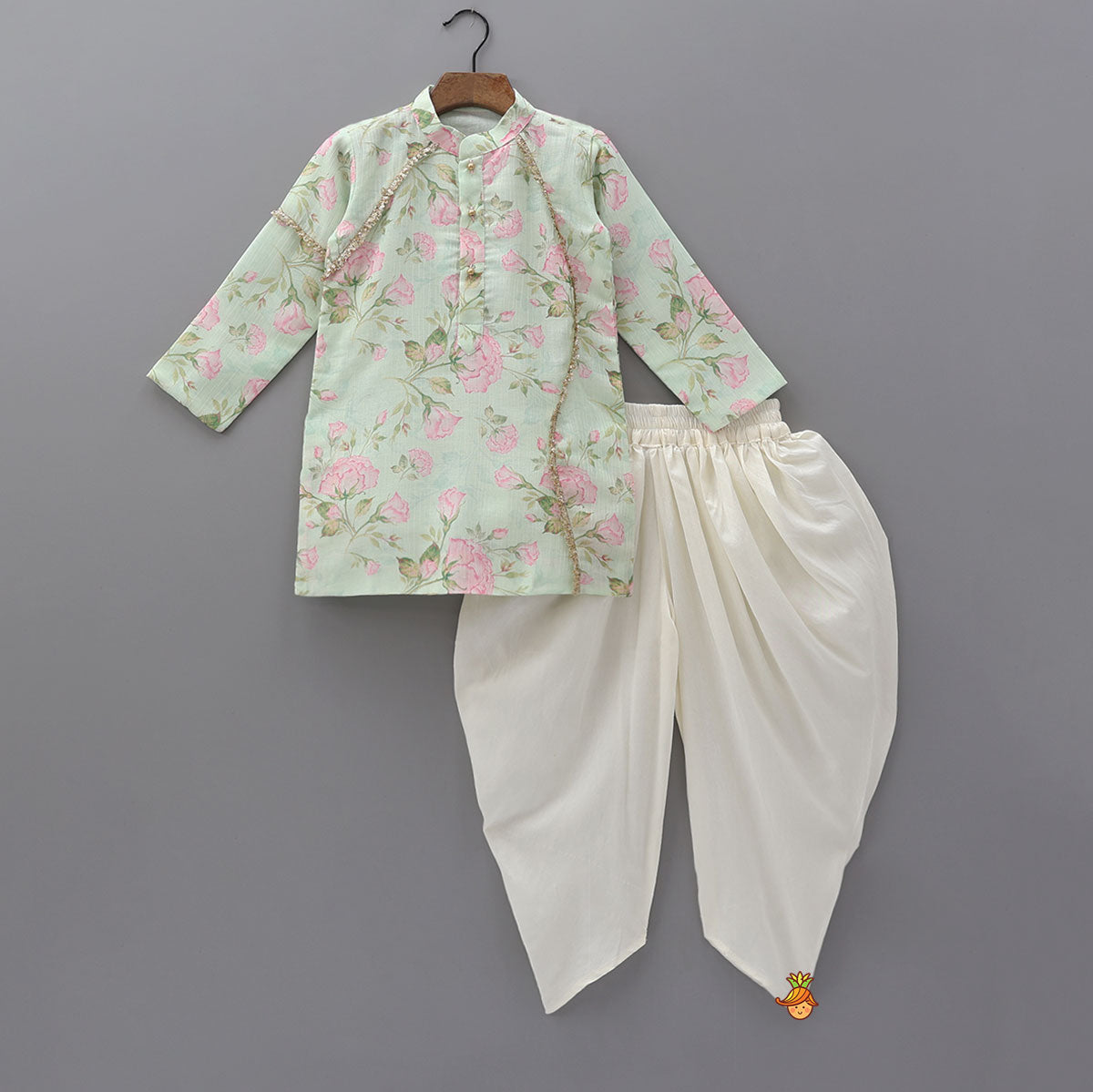 Pre Order: Sequins Lace Work Kurta And Dhoti