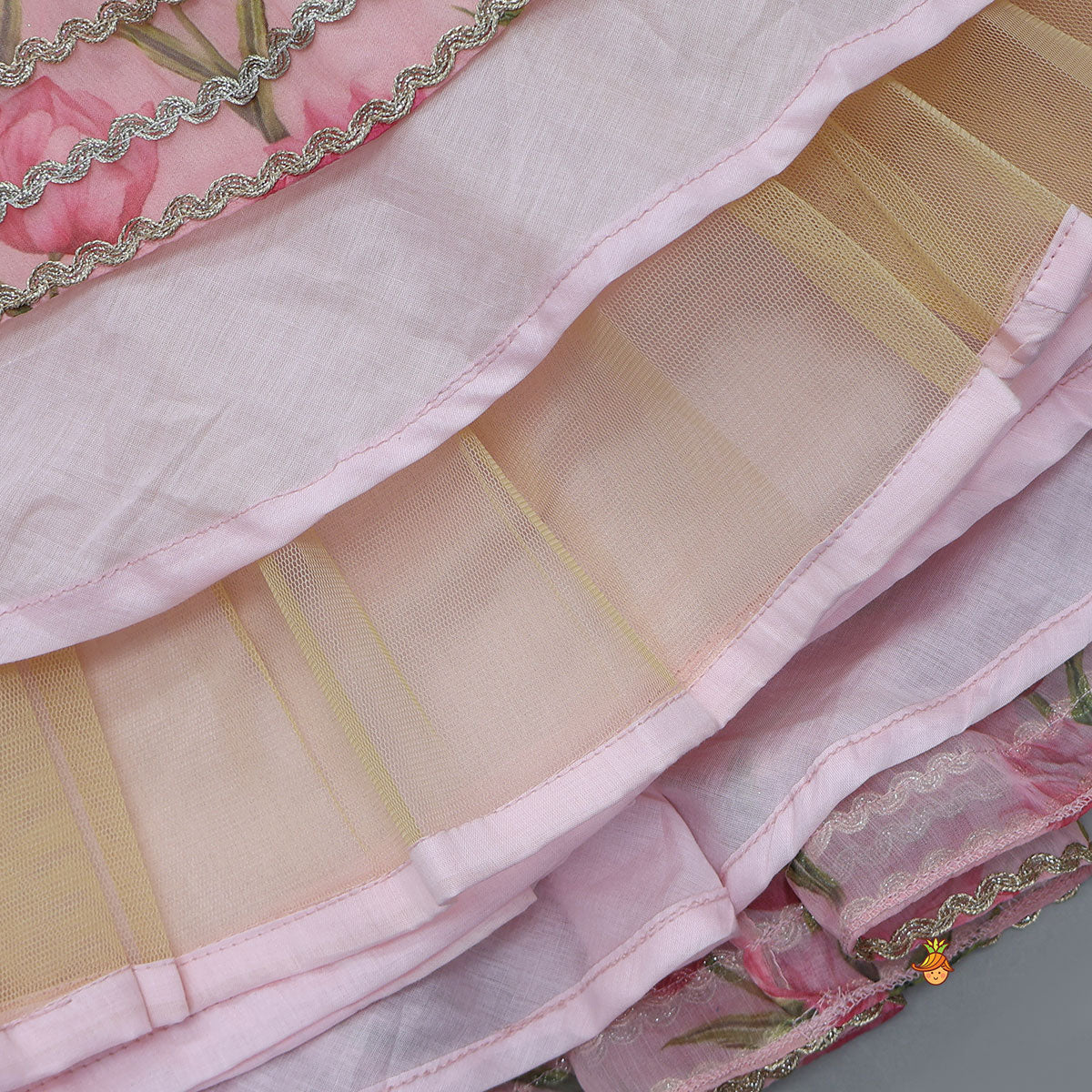 Pre Order: Floral Printed Crop Top And Lehenga With Matching Dupatta