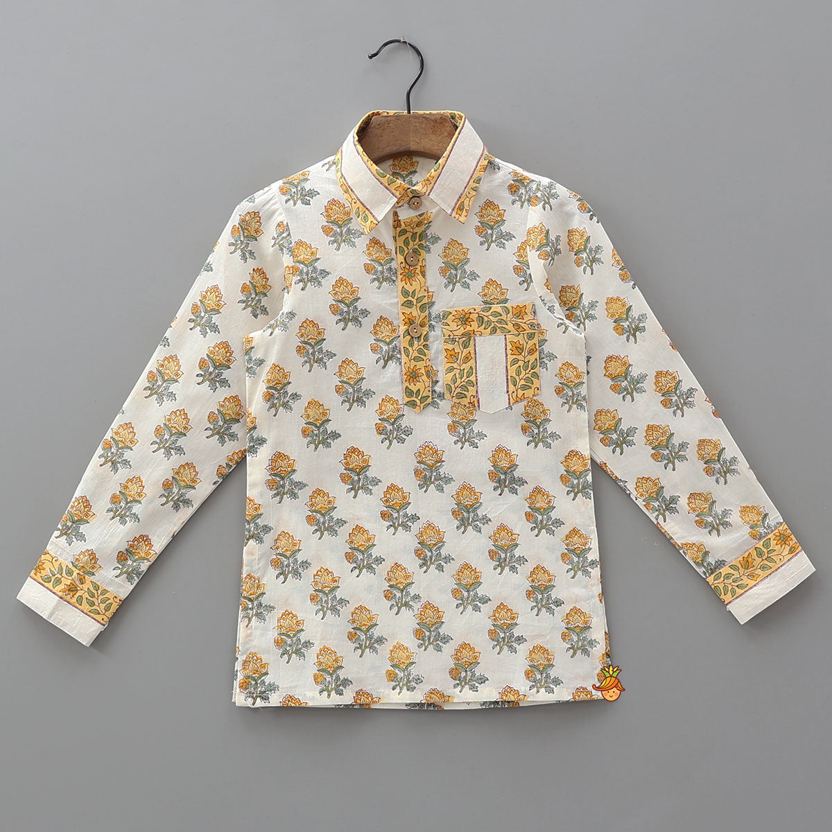 Pre Order: Hand Block Printed Collar Neck Kurta And Salwar