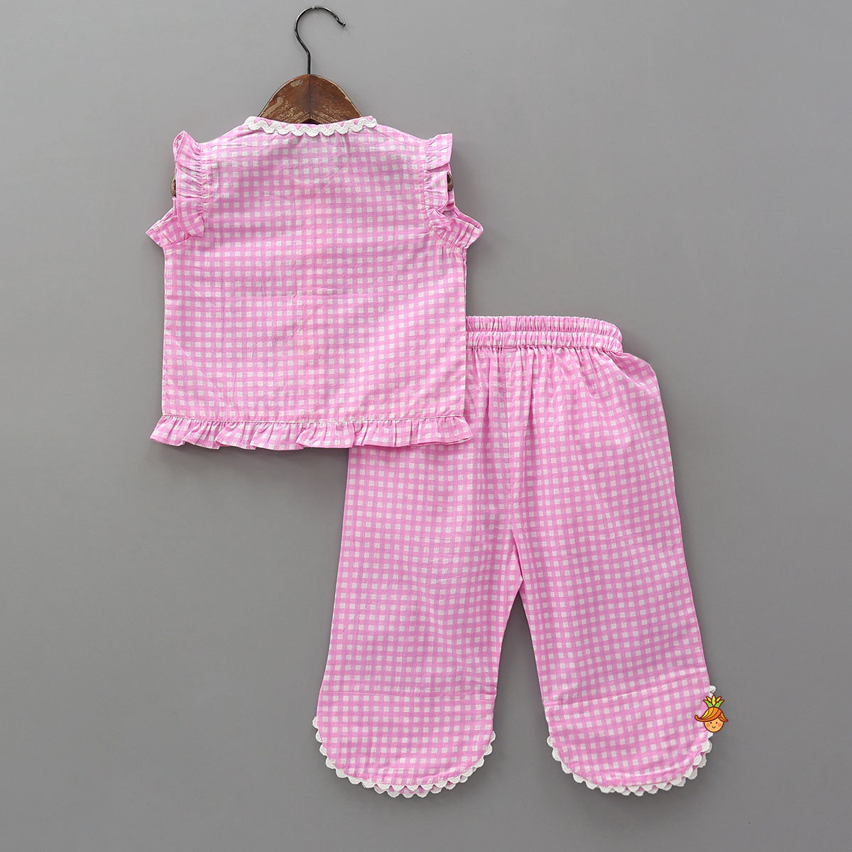 Pre Order: Check Printed Cotton Sleepwear Set