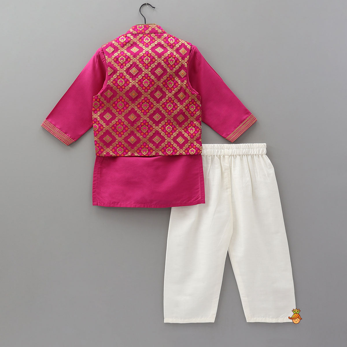 Pre Order: Thread Detailed Kurta with Brocade Jacket and Pyjama