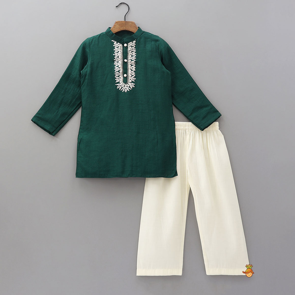 Pre Order: Embroidered Front Placket Kurta And Pyjama
