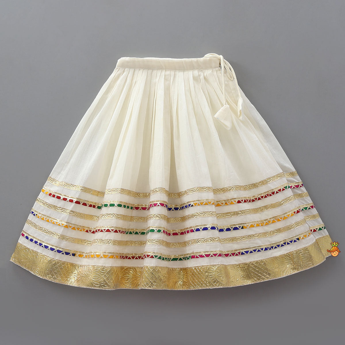 Pre Order: Contrasting Lace Work Halter Neck Crop Top And Lehenga With Leheriya Printed Dupatta