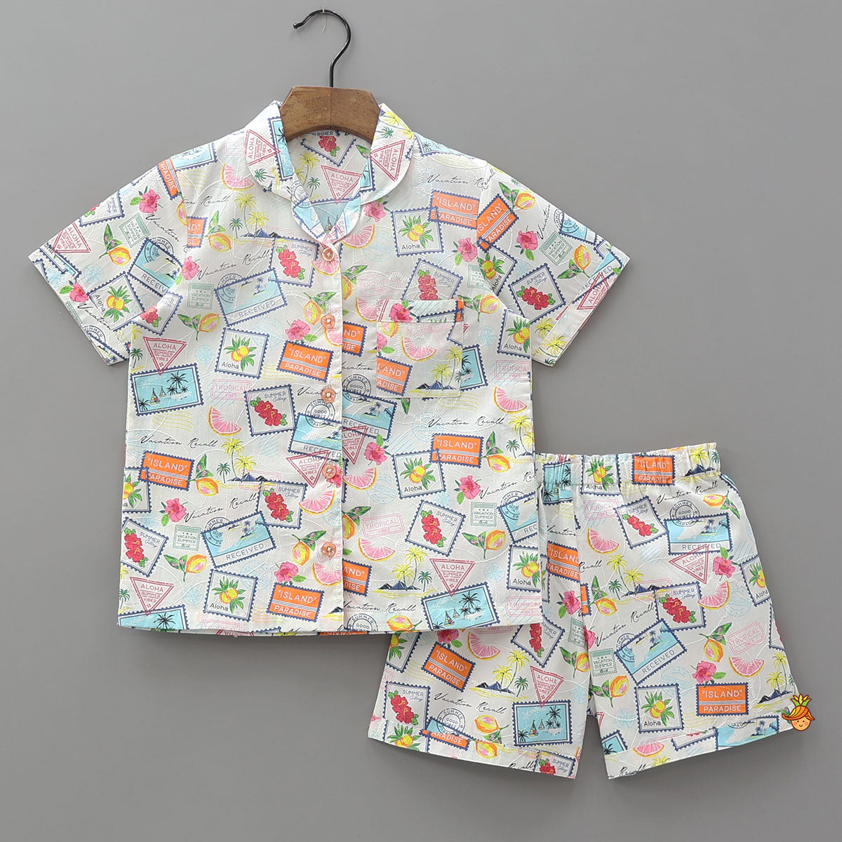 Pre Order: Summer Vacation Print Shirt And Shorts