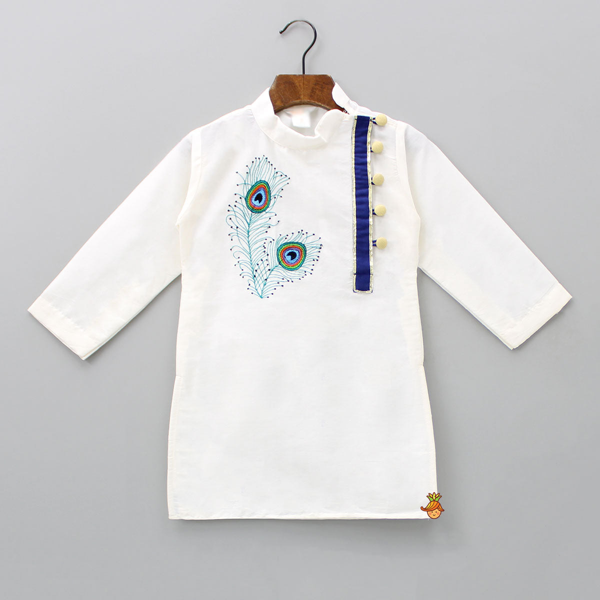 Embroidered Kurta With Lace Detailing Dhoti And Headband