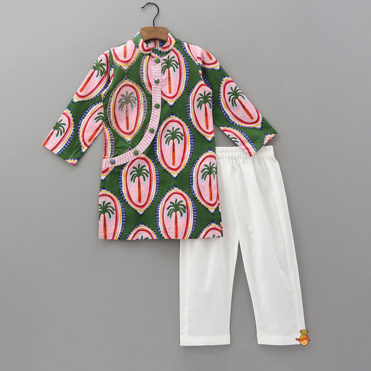 Pre Order: Tropical Palm Print Kurta And Pyjama