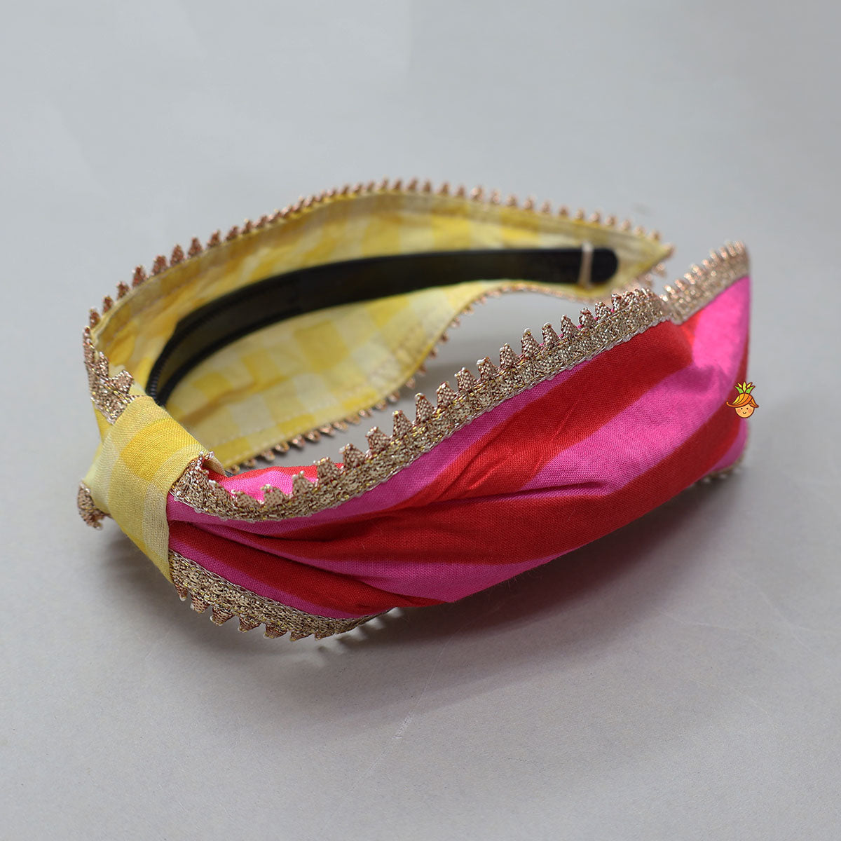 Pre Order: Collar Neck Crop Top And Dhoti Style Pant With Detachable Dupatta And Hair Band