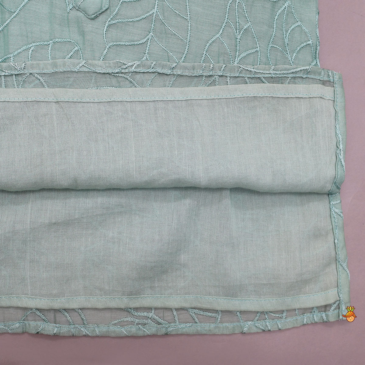 Pre Order: Leaf Motif Embroidered Kurta With Jacket And Pyjama