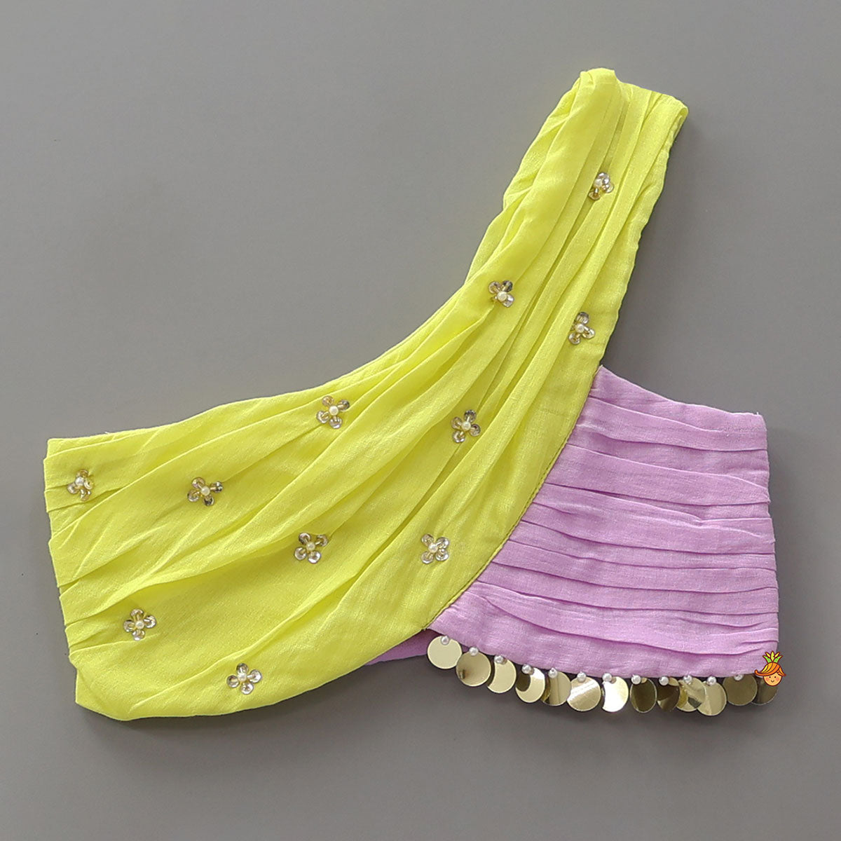 Booti Work Crop Top And Colour Block Lehenga