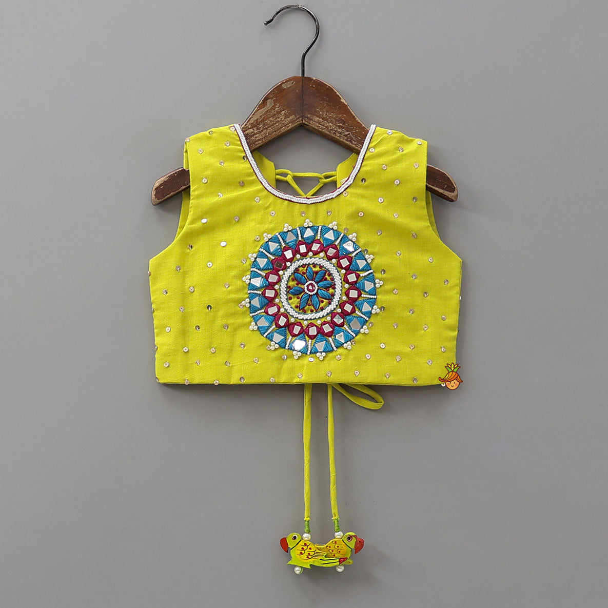 Mirror Work Yoke Crop Top And Lehenga