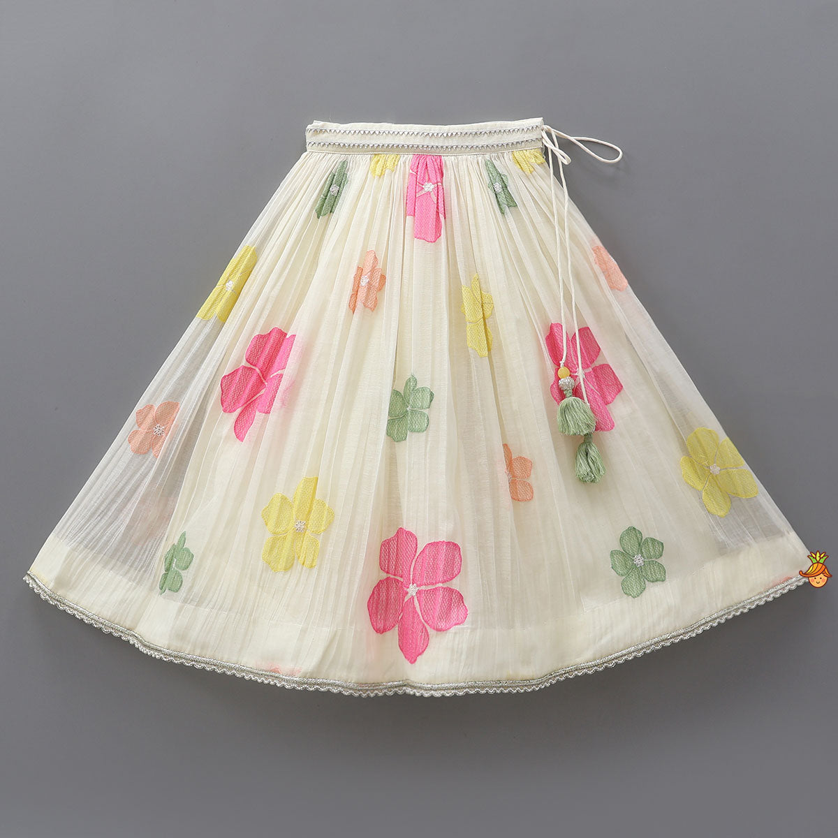 Pre Order: Soft Mul Chanderi Ruffle Crop Top And Lehenga