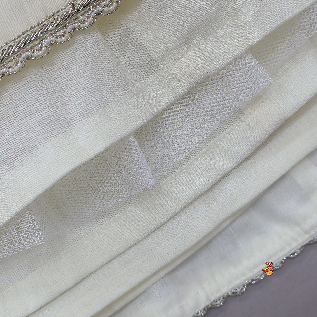 Pre Order: Soft Mul Chanderi Ruffle Crop Top And Lehenga