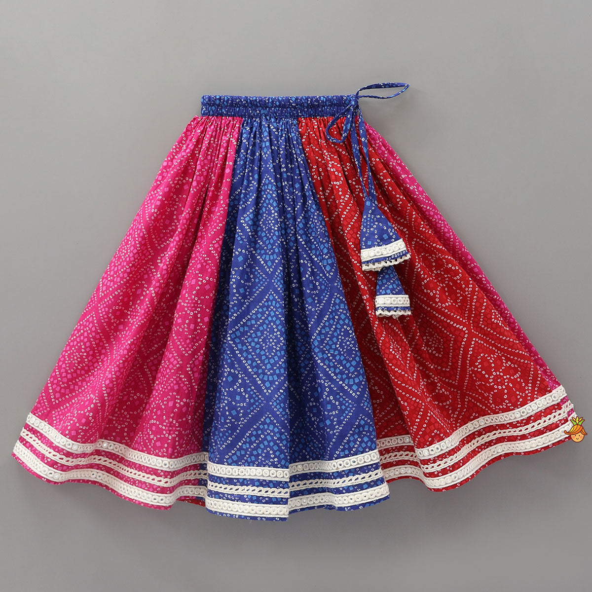 Pre Order: Bandhani Printed Crop Top And Lehenga
