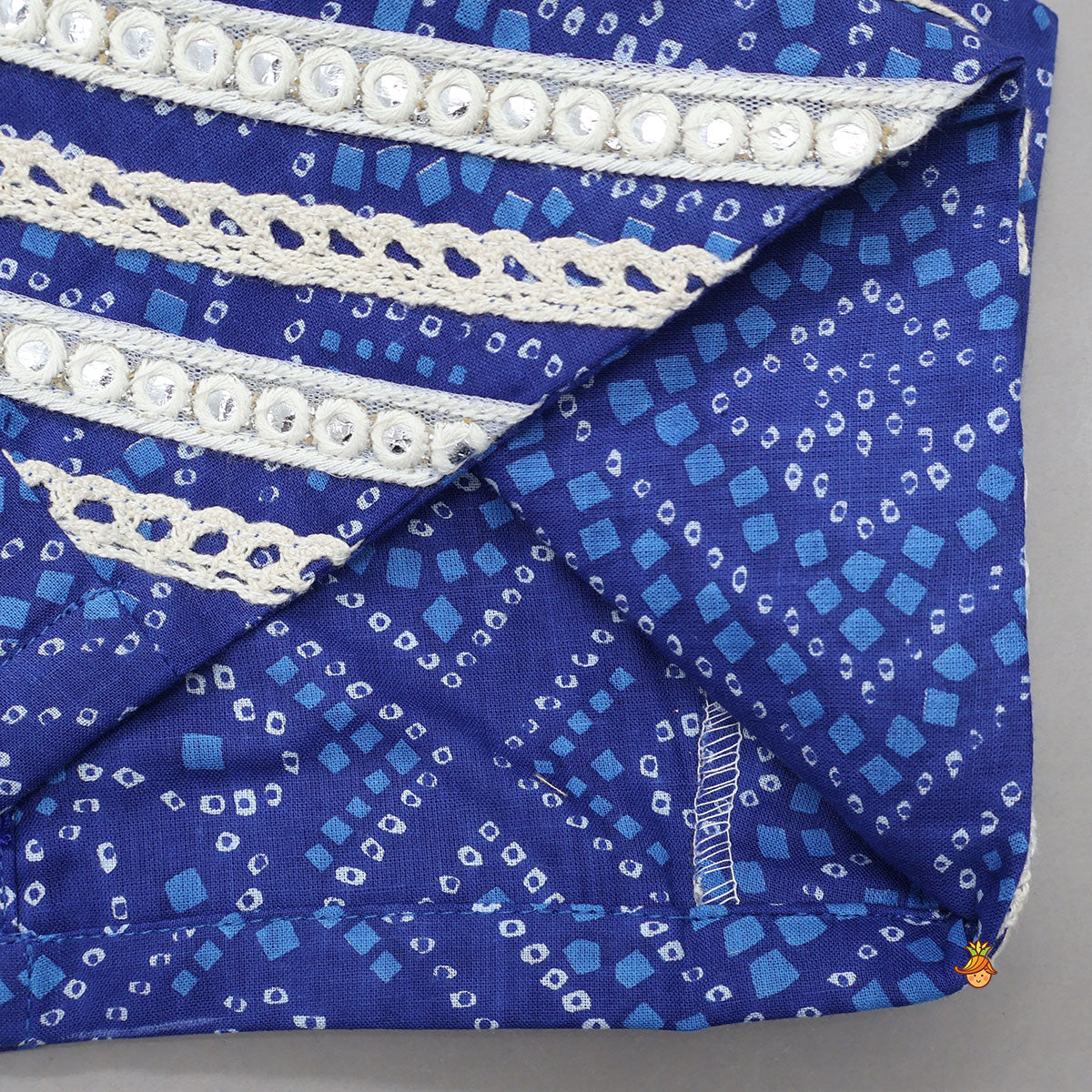 Pre Order: Bandhani Printed Crop Top And Lehenga