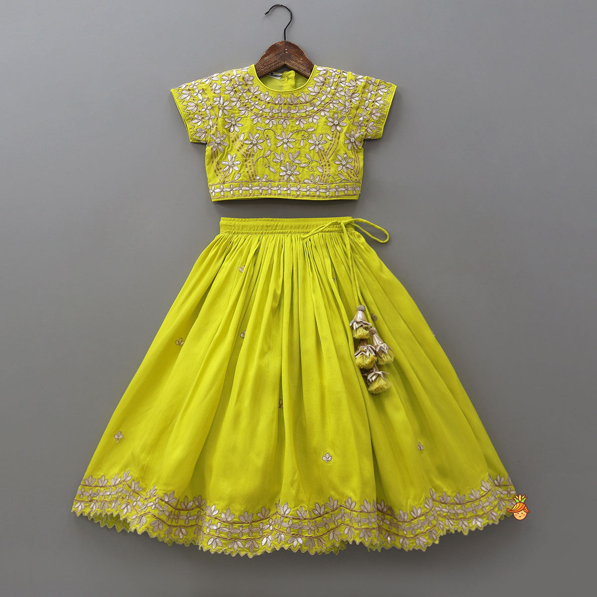 Pre Order: Gota Work Crop Top And Lehenga