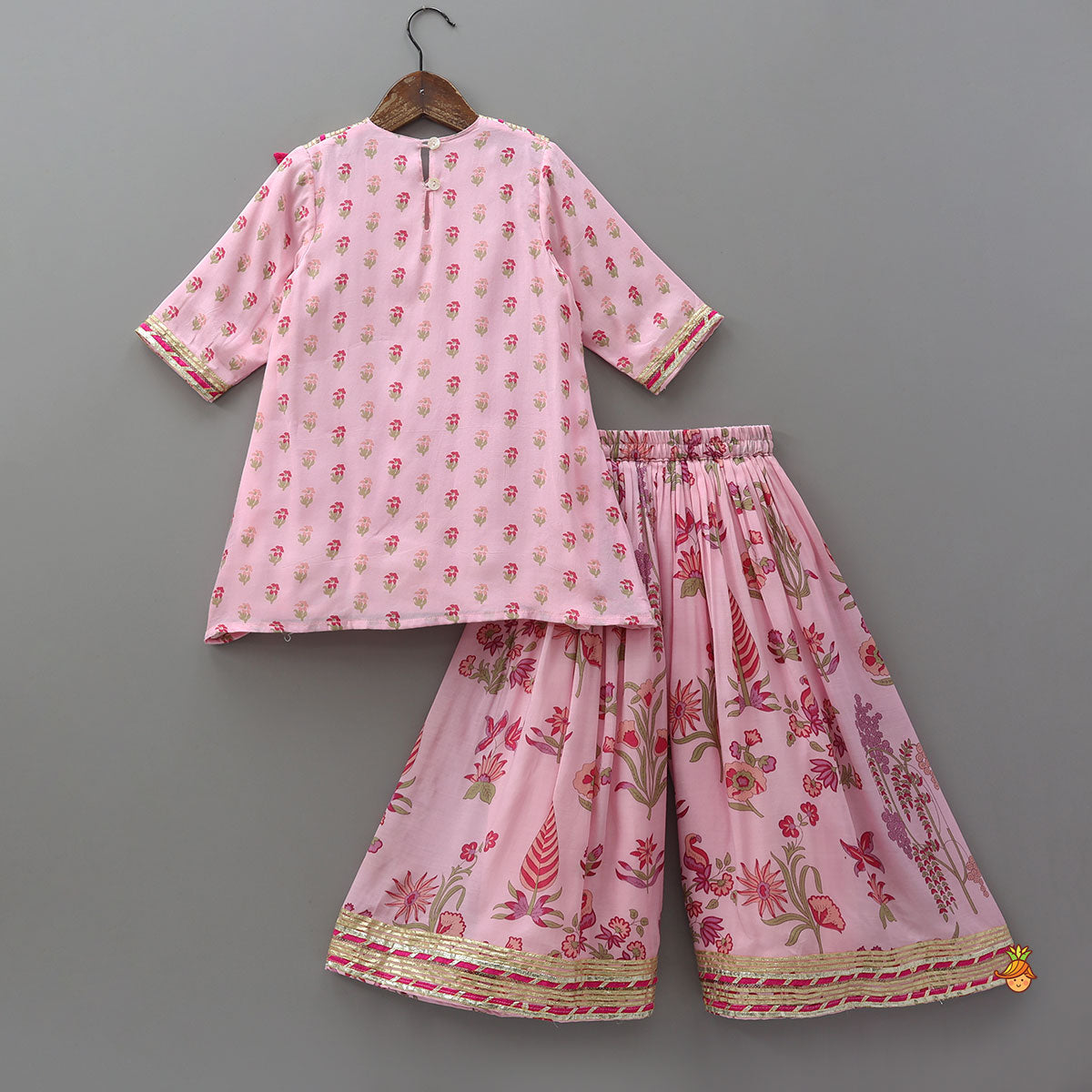 Pre Order: Fringe-Detail Yoke Kurti And Palazzo