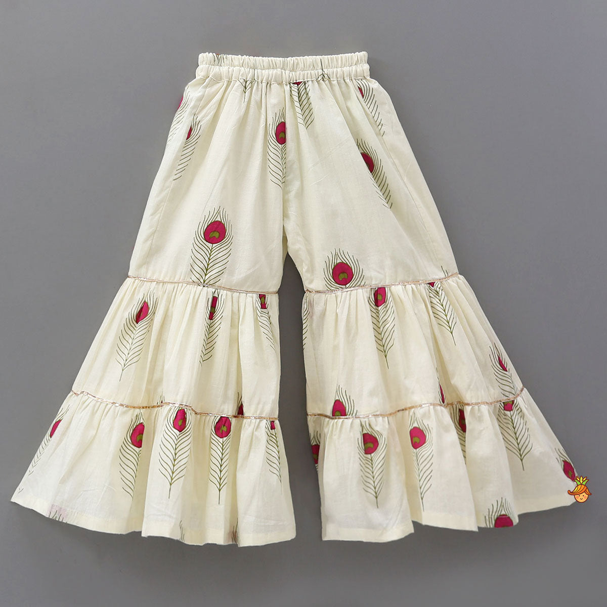 Pre Order: Mor Pankh Printed Top And Tiered Sharara