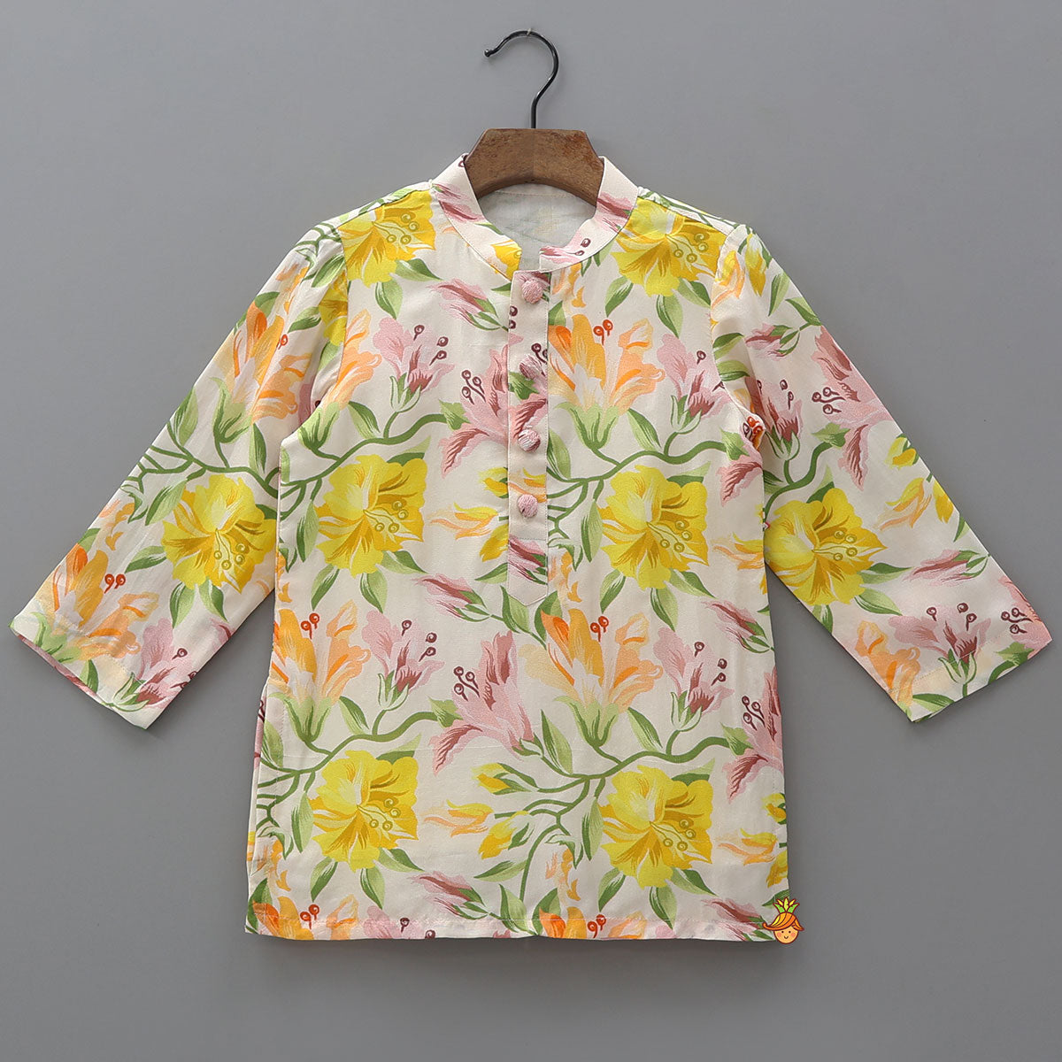Pre Order: Floral Blossom Kurta With Jacket And Pyjama