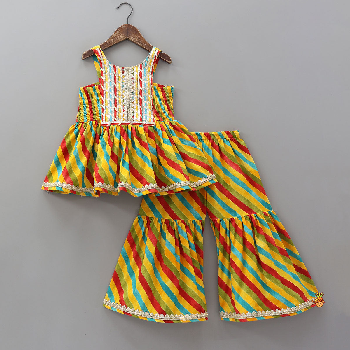 Pre Order: Strappy Peplum Style Kurti With Sharara And Dupatta