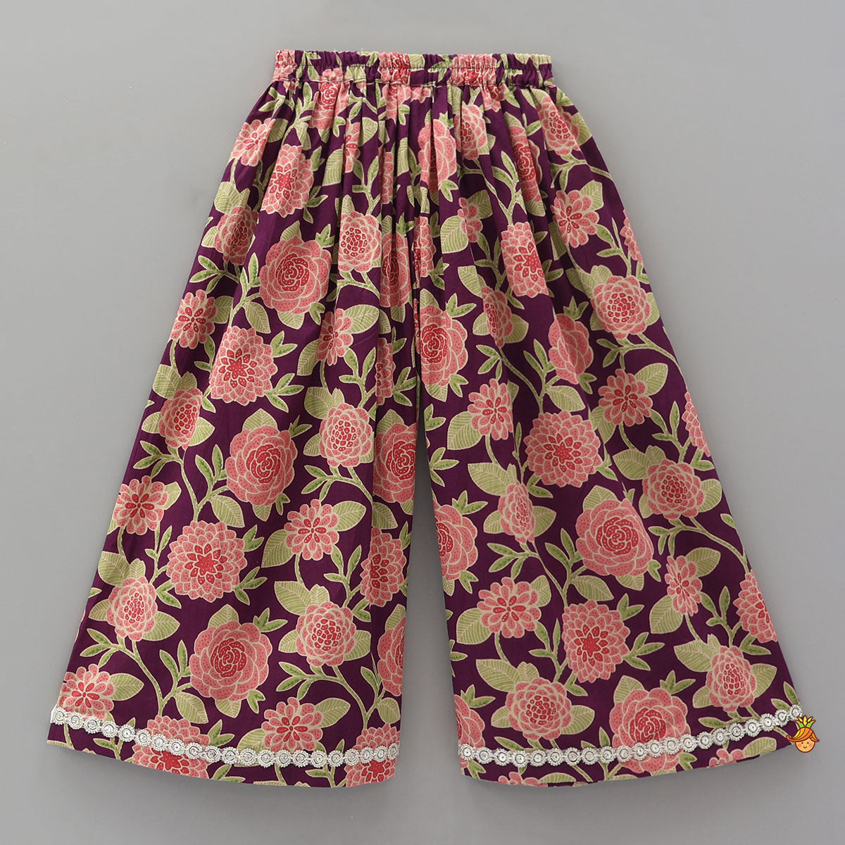 Pre Order: Potli Button Ruffle Top And Floral Print Palazzo