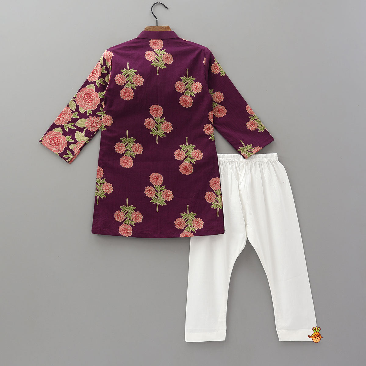 Pre Order: Floral Printed Cotton Kurta And Pyjama