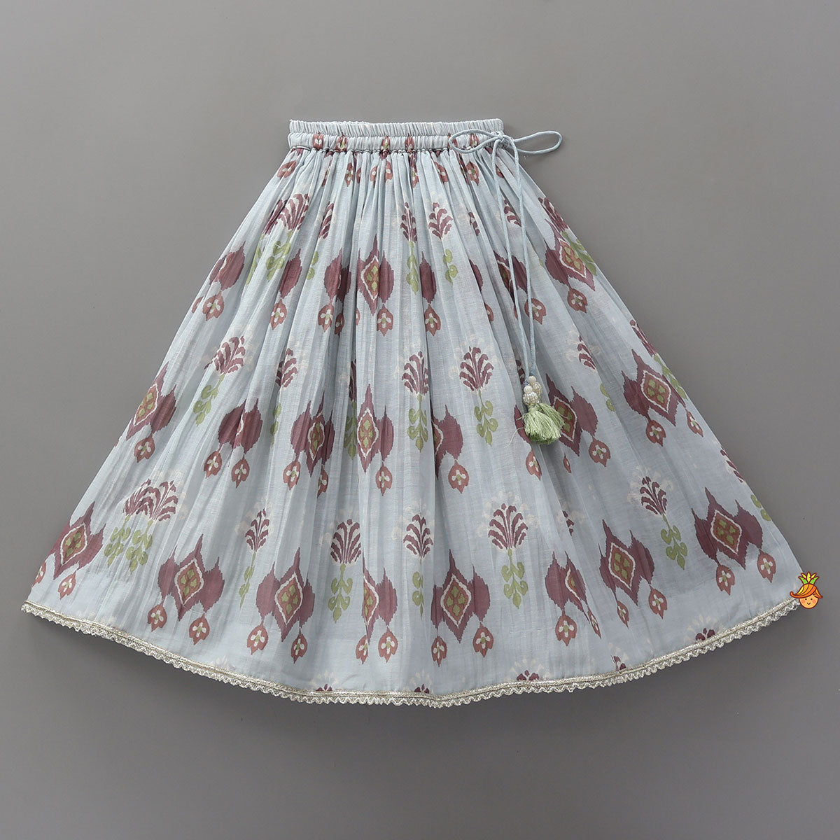 Pre Order: Mul Chanderi Ruffle Crop Top And Lehenga
