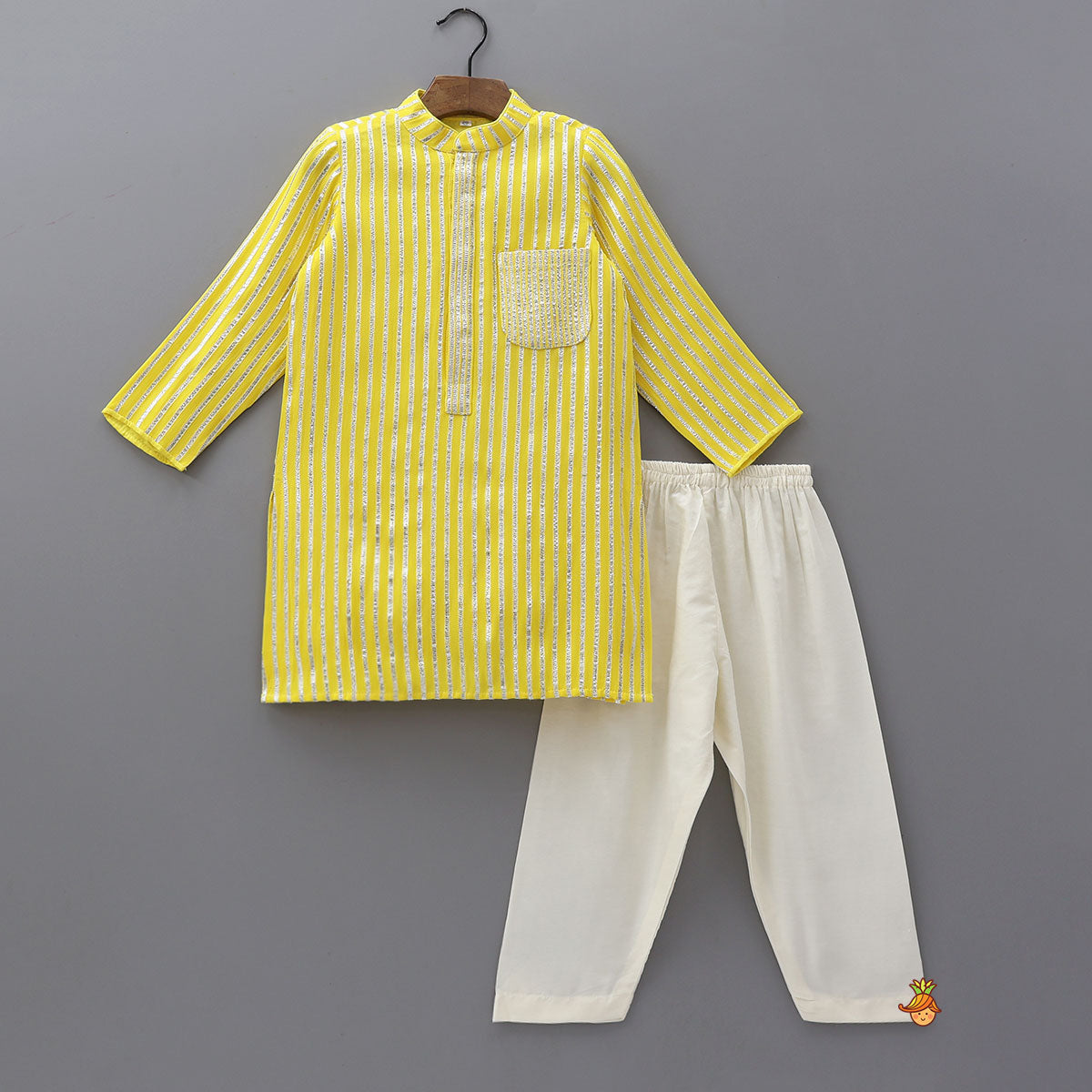Pre Order: Elegant Gota Embroidered Kurta With Pyjama