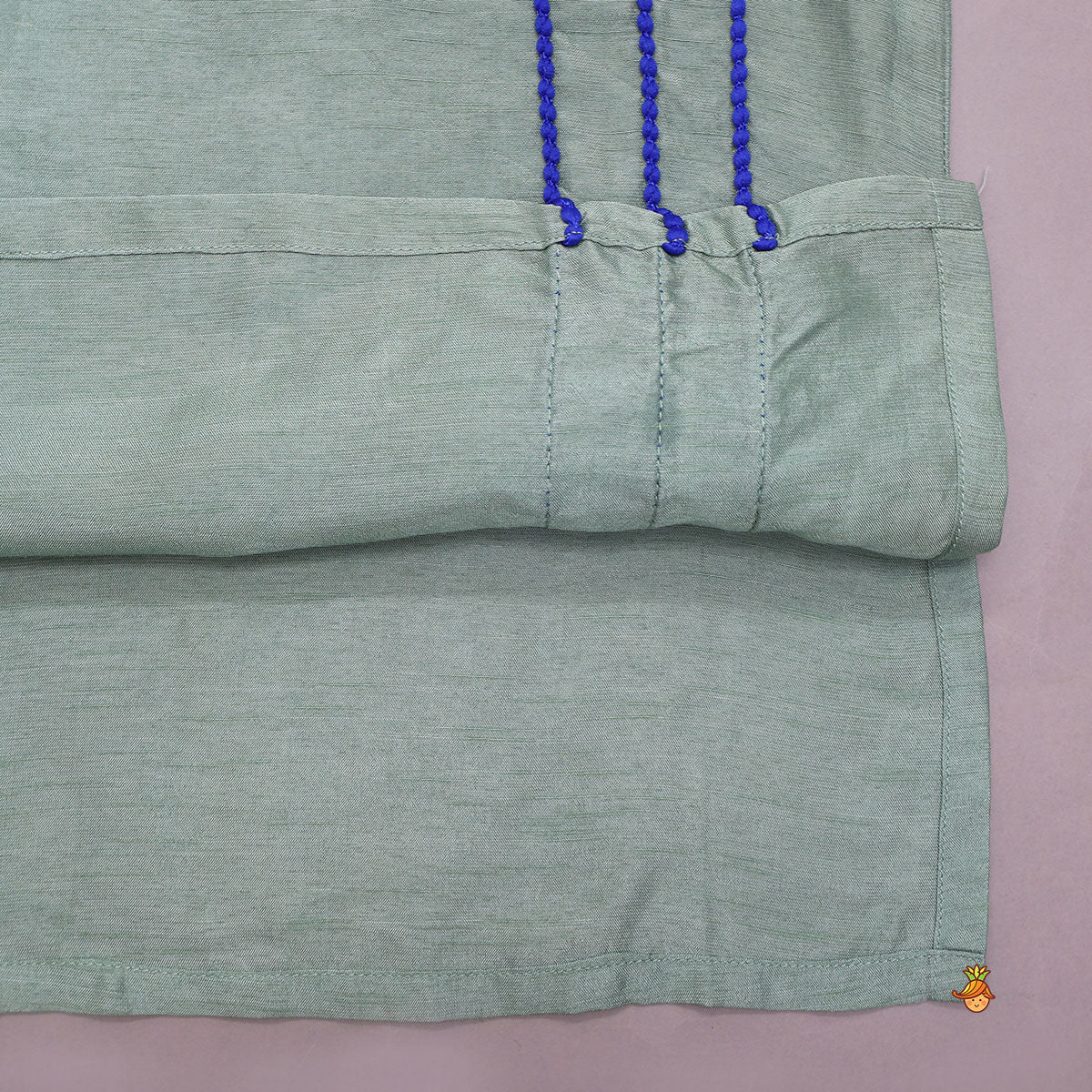 Pre Order: Contrast Lace Accent Kurta And Pyjama