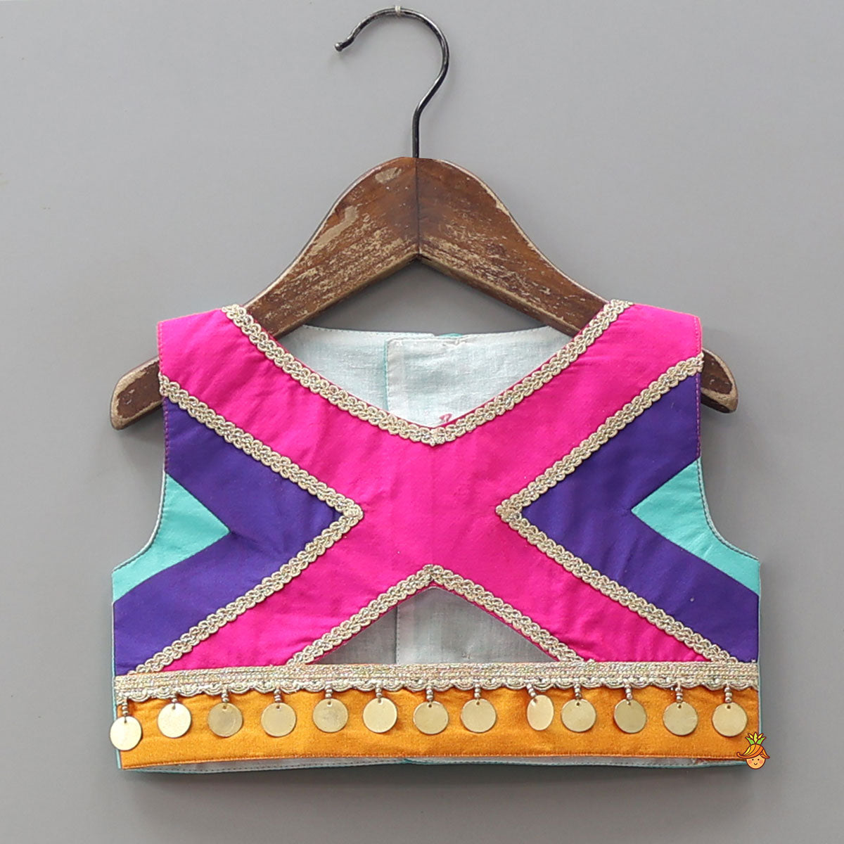 Pre Order: Embellished Crop Top With Panelled Lehenga And Dupatta