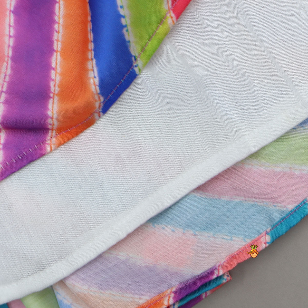 Pre Order: Striped Crop Top With Layered Lehenga And Dupatta