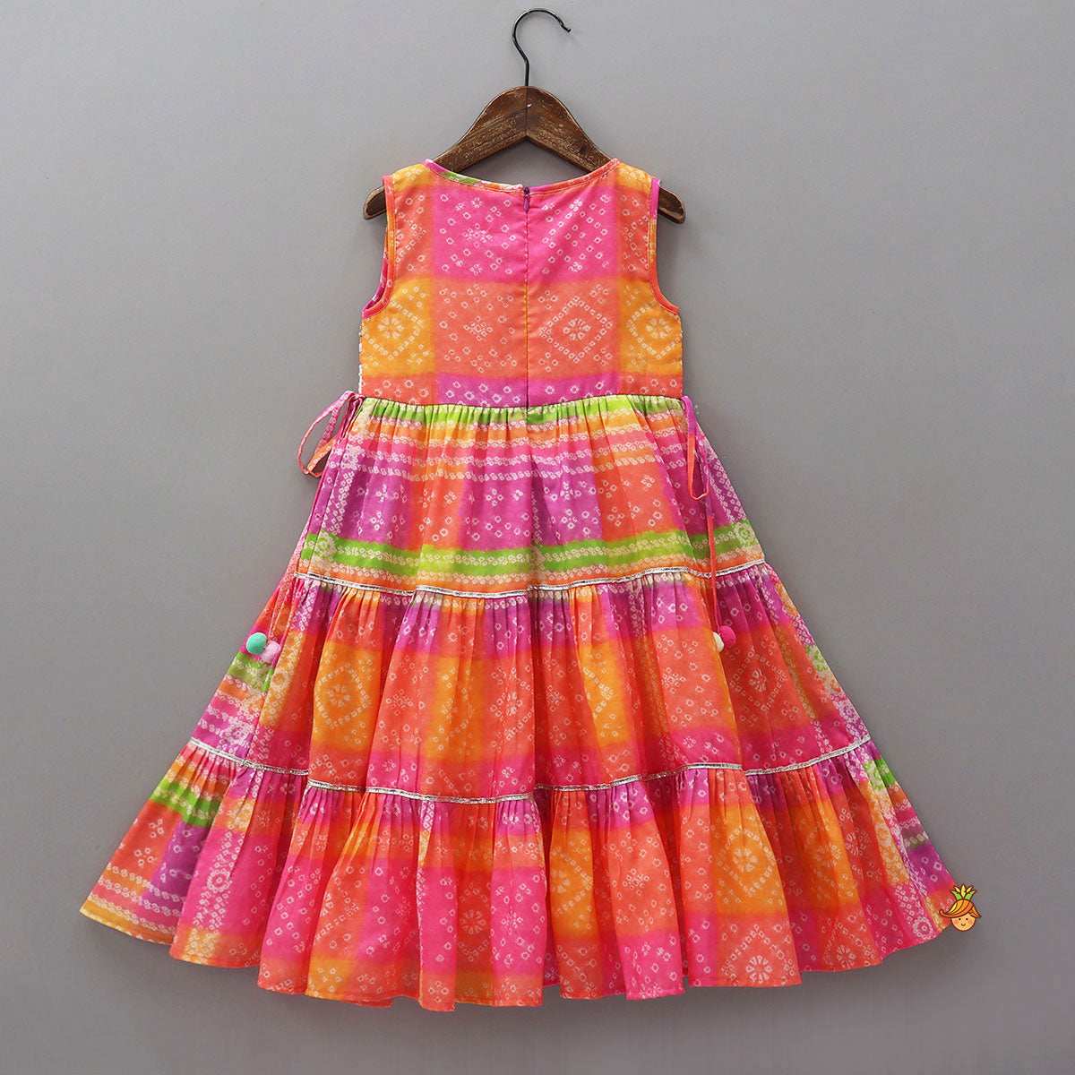 Pre Order: Bandhani Printed Tiered Kurti With Lace Detailing