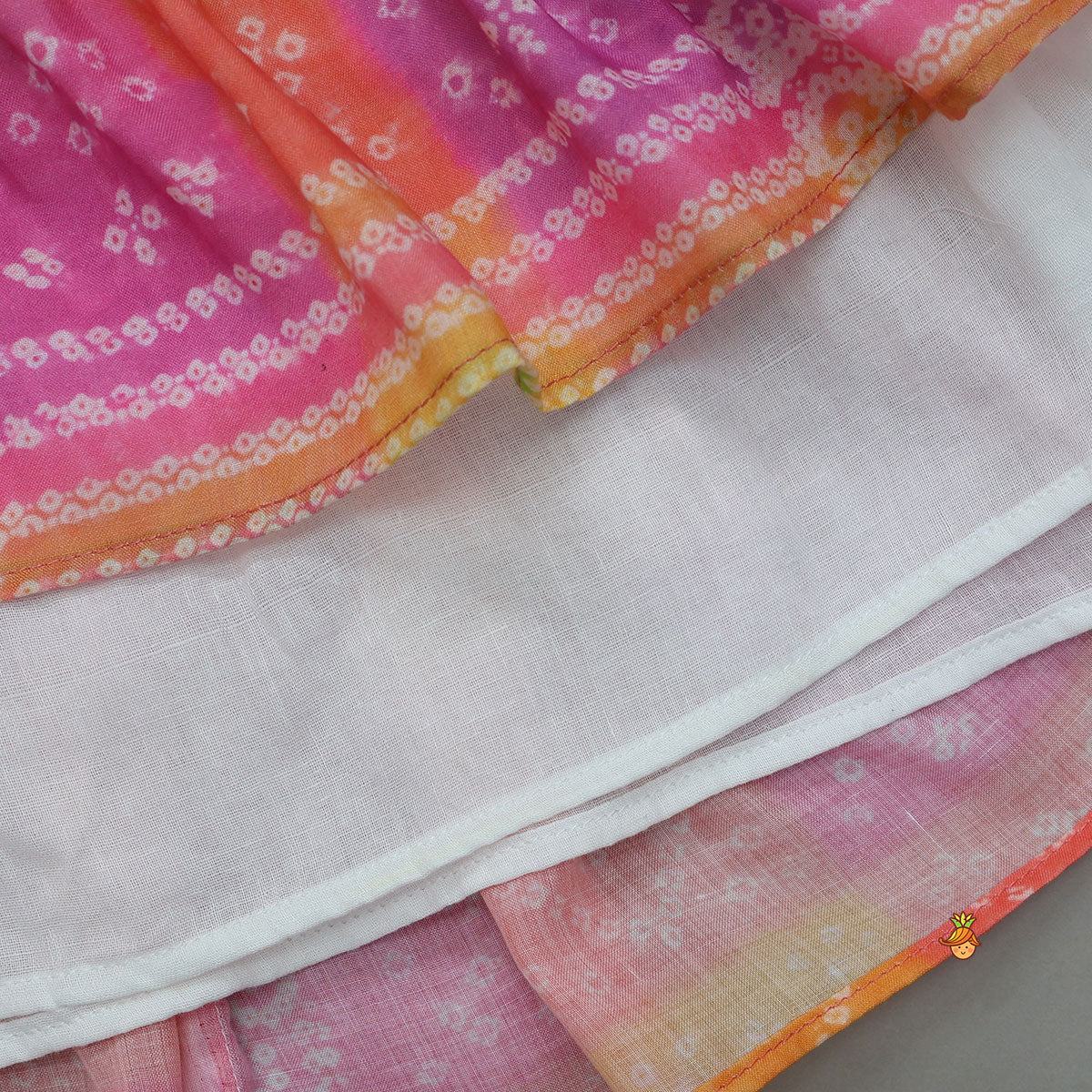 Pre Order: Bandhani Printed Tiered Kurti With Lace Detailing