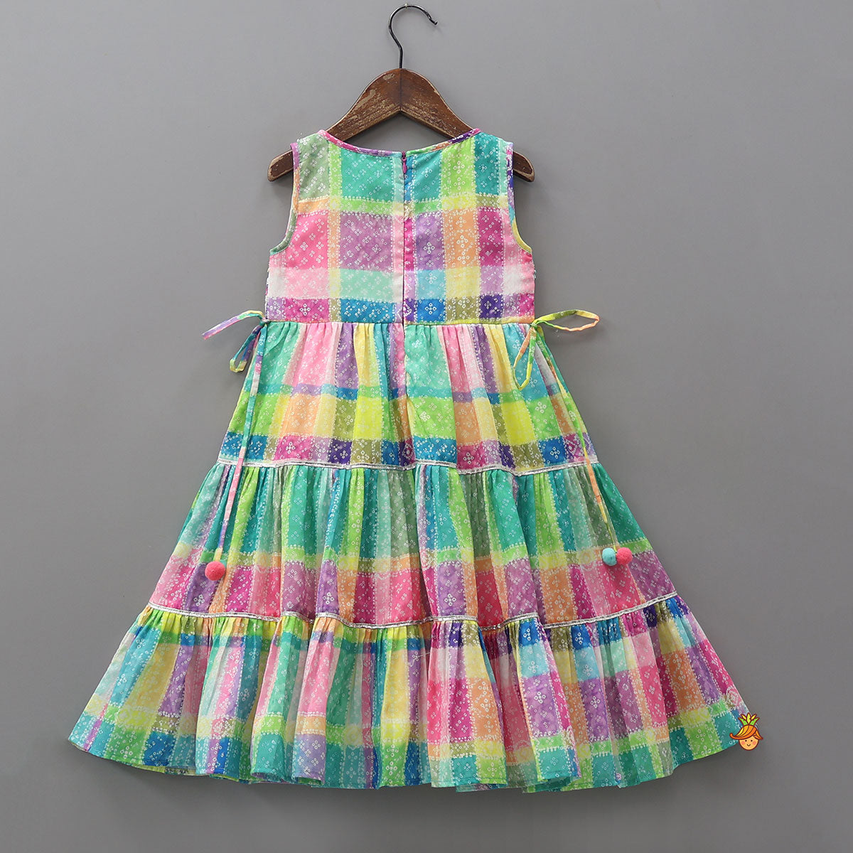 Pre Order: Bandhani Printed Flared Kurti With Tie-Up Details