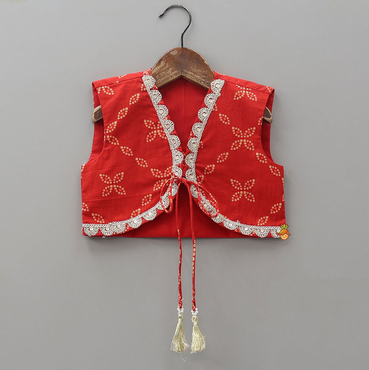 Bandhani Print Lace Detailed Kurti With Jacket