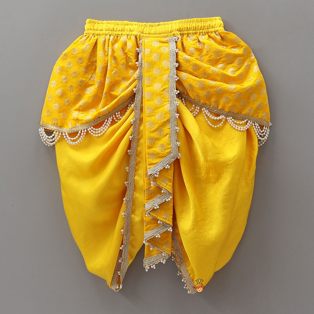 Pre Order: Traditional Brocade Dhoti Set With Matching Stole