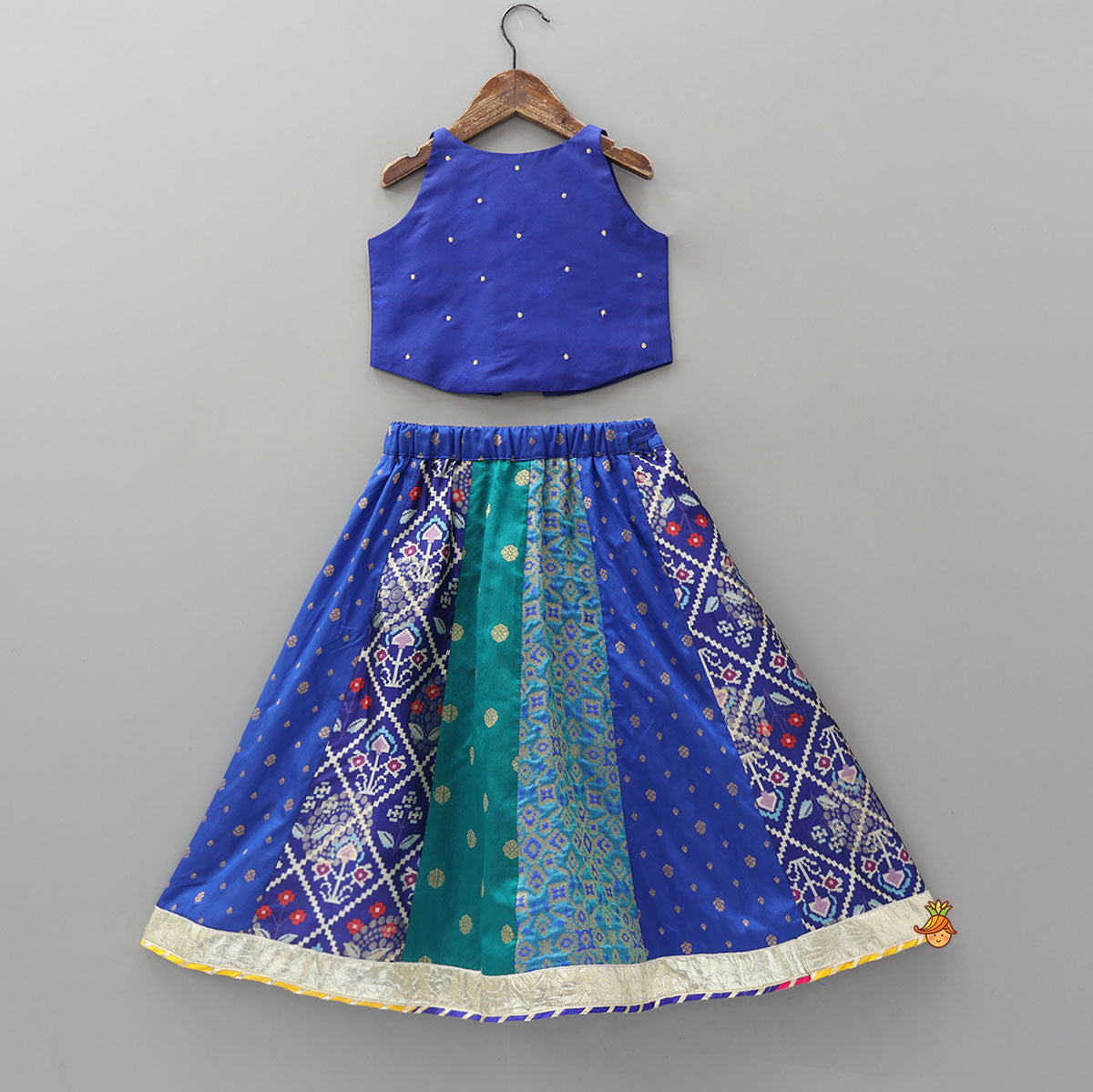 Booti Work Top And Brocade Lehenga With Lace Border Dupatta