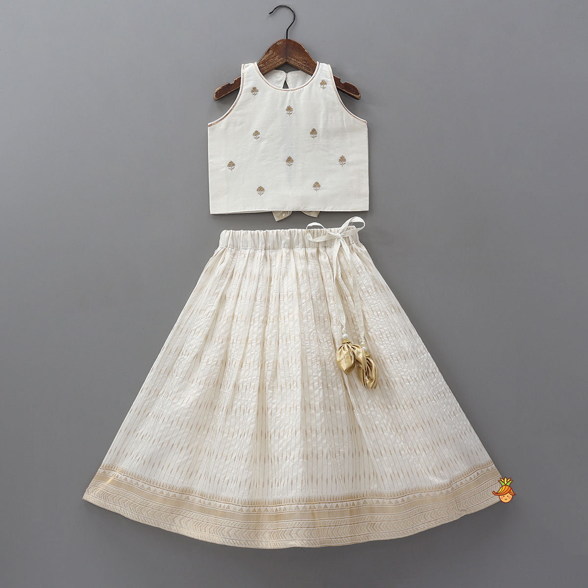 Motif Embroidered Top And Lehenga