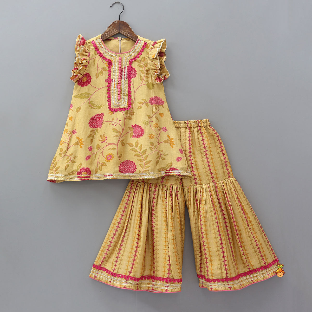 Pre Order: A-Line Kurti And Matching Sharara With Dupatta